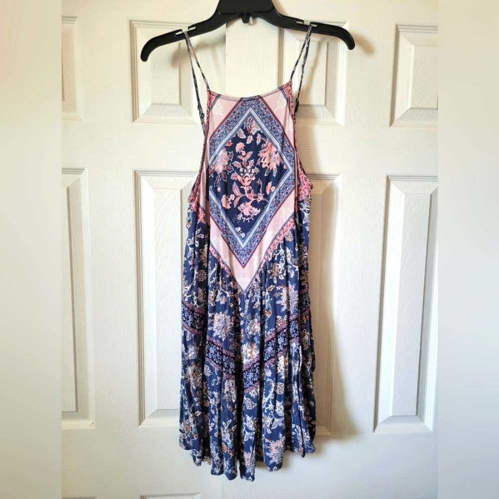 Floral Blue and Pink Women's Dress